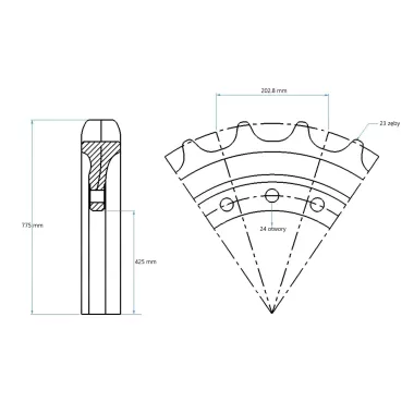Koło napędowe do koparek LIEBHERR LH60, R932, R934, R942, R944